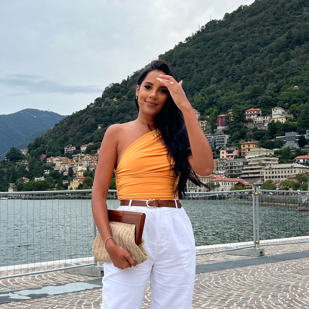 Orange Body Contour One Shoulder Top